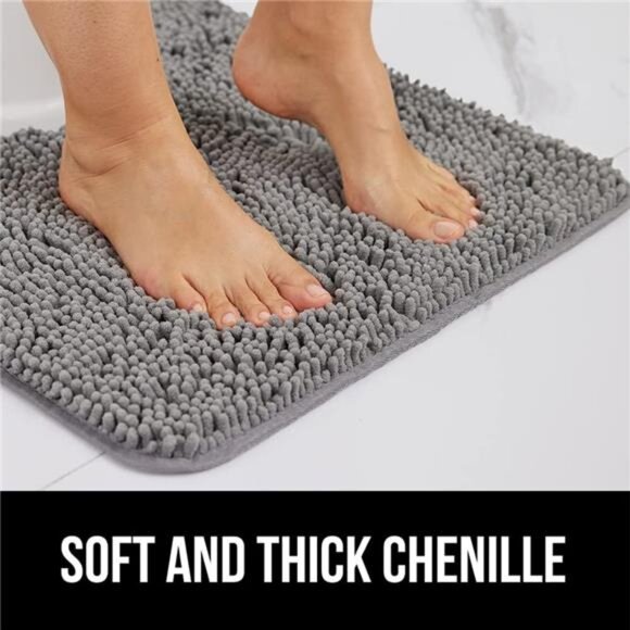 Bath Rug Mat 24x17, Thick Soft Absorbent Chenille, Rubber Backing Quick Dry - Picture 3 of 6